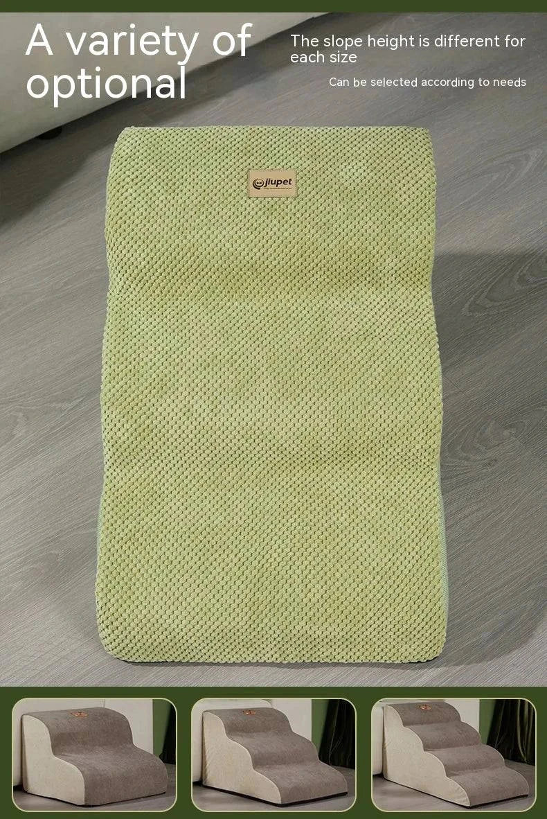 Durable dog steps with removable washable cover for safe, comfortable access to elevated areas.