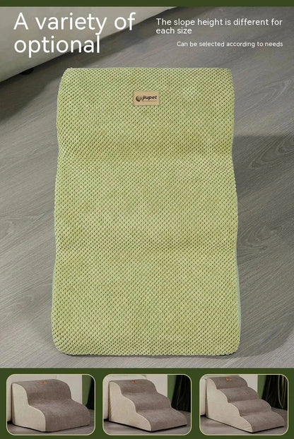 Durable dog steps with removable washable cover for safe, comfortable access to elevated areas.